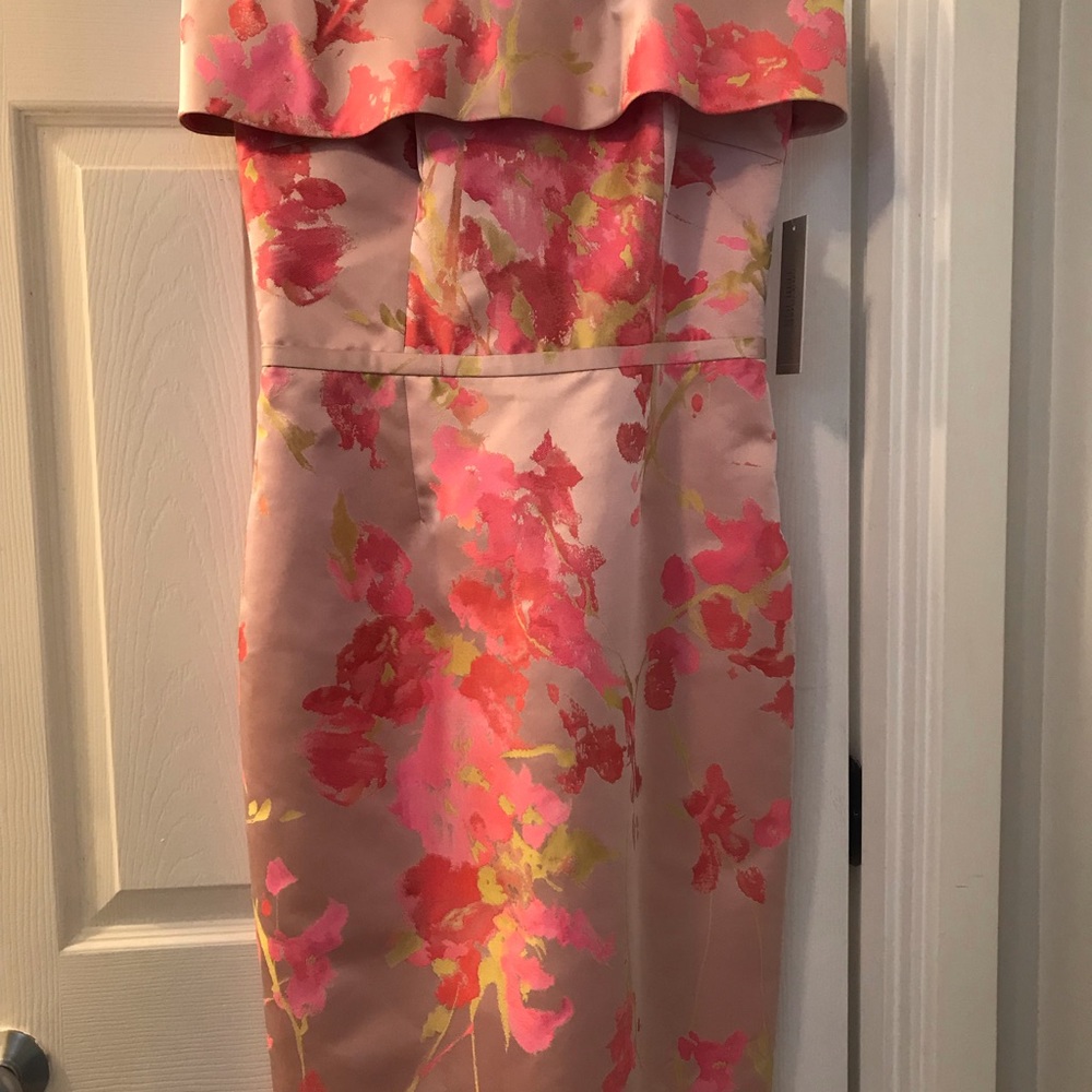 Off The Shoulder Flowered Pink Dress